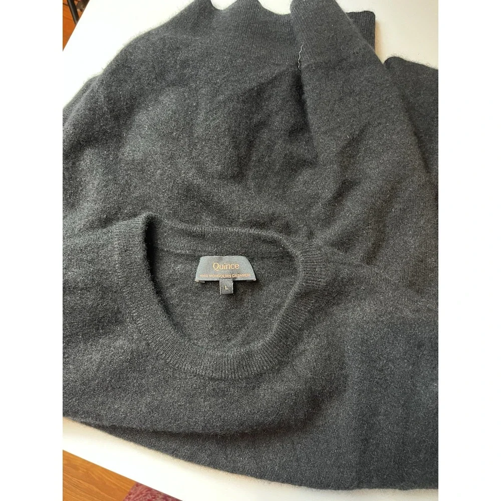 Quince Mongolian Cashmere Crewneck Sweater Large Black